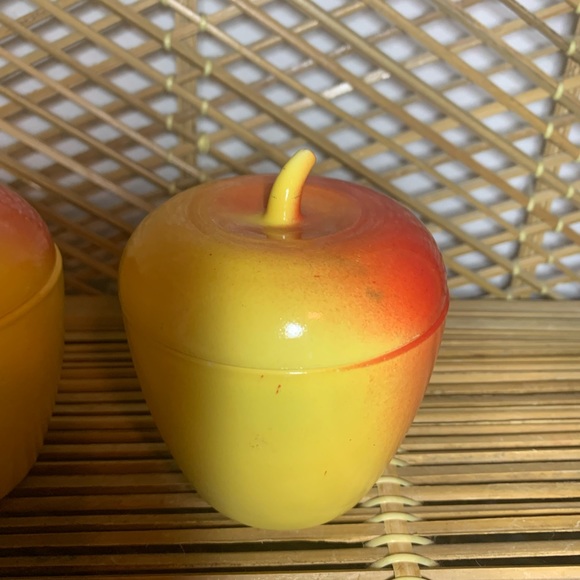 Vintage Hazel Atlas Apple Milk Glass Red Yellow